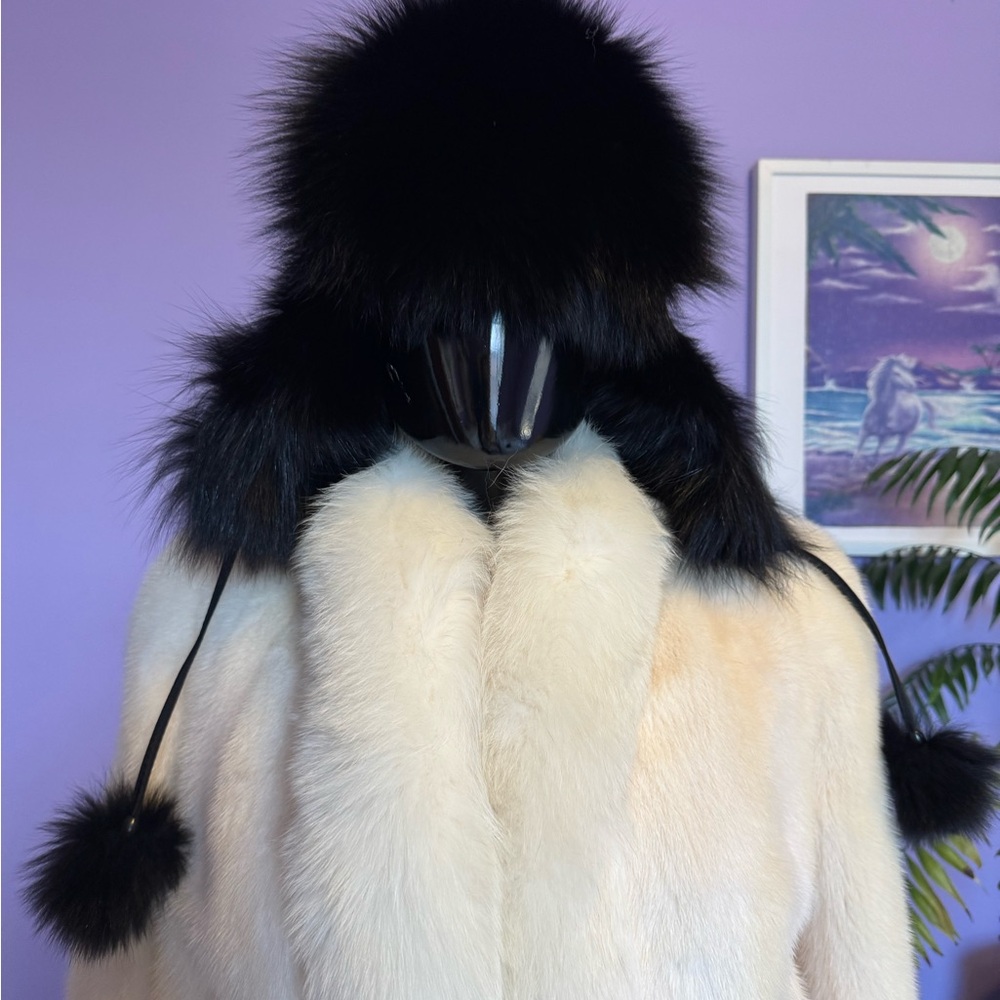 Elegant Black Fox Fur Winter Hat ushanka trapper